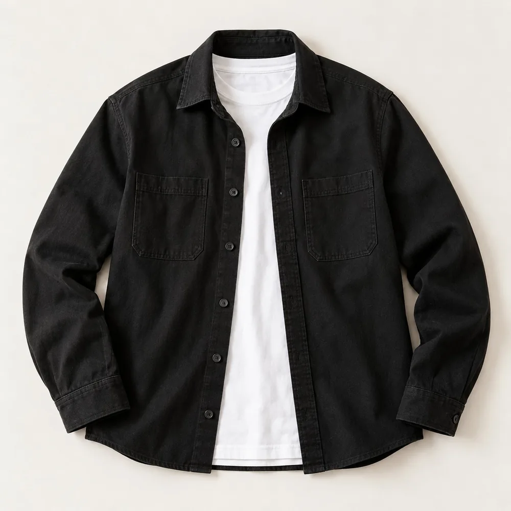 Sobrecamisa de gabardina negra